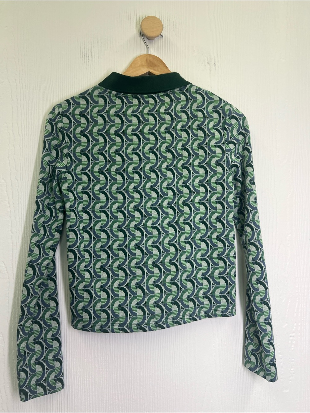 Zara -  Geometric Jacquard Half Button Long Sleeve Fun Blouse Size Medium - Picture 8 of 8